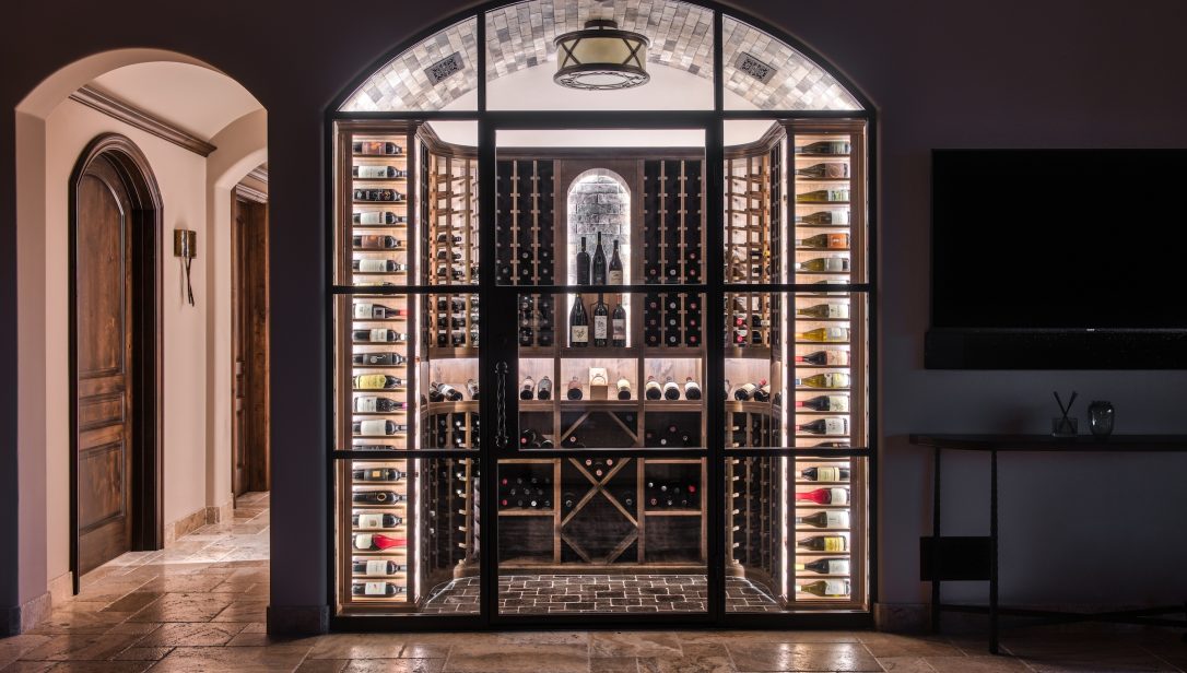Built in traditional wine cellar in residential home