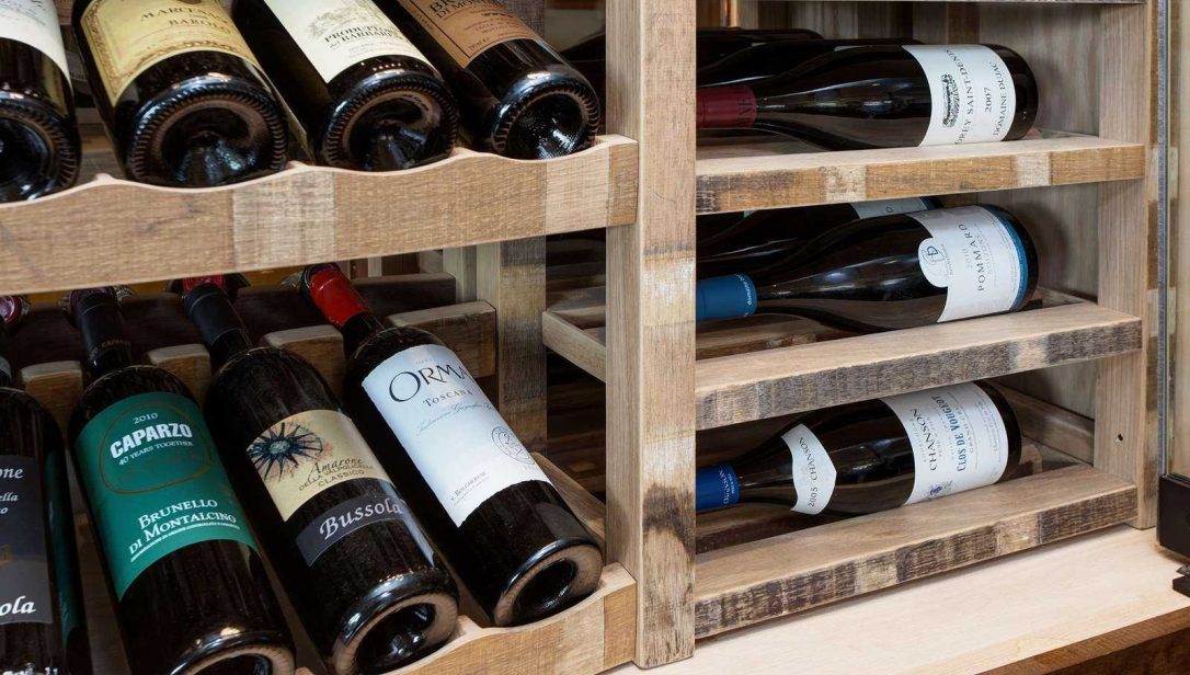 Close up of the wood detailing used in the joinery of a traditional wine cellar