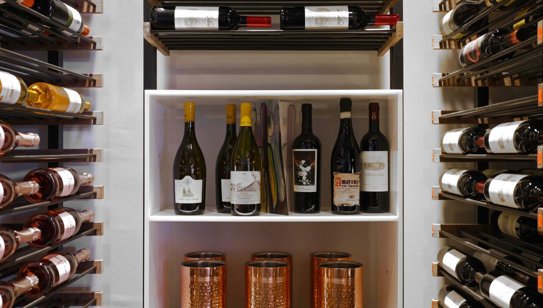 Interior of a custom wine cellar