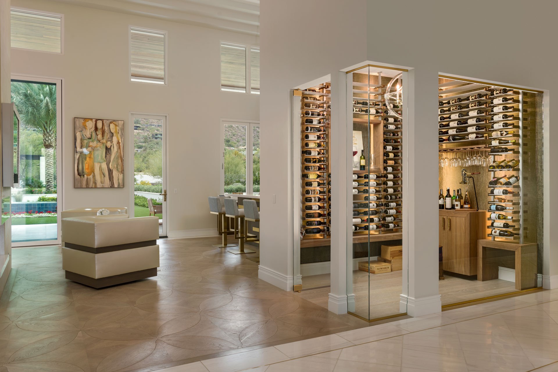 modern wine room in luxury home