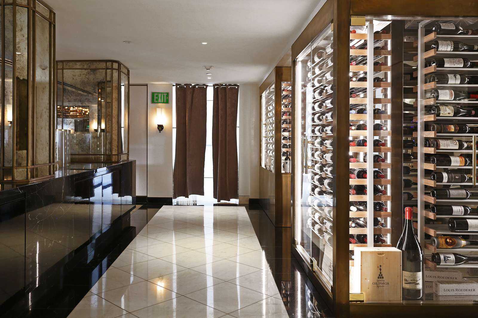 commercial glass wine cellar at AvecNous