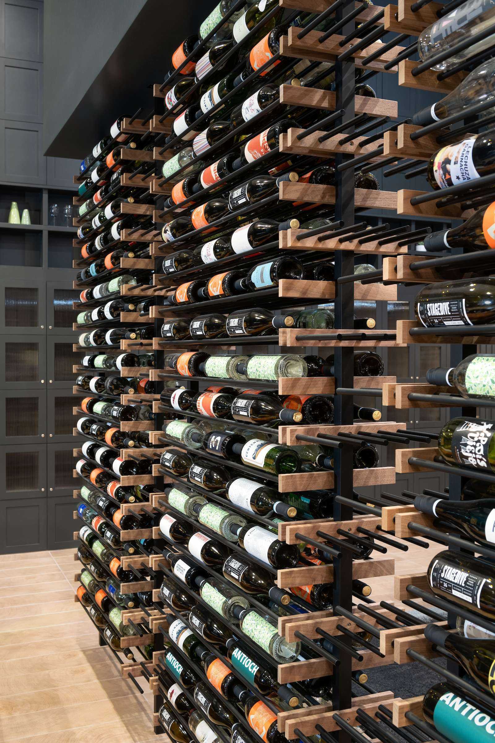 contemporary custom wine wall