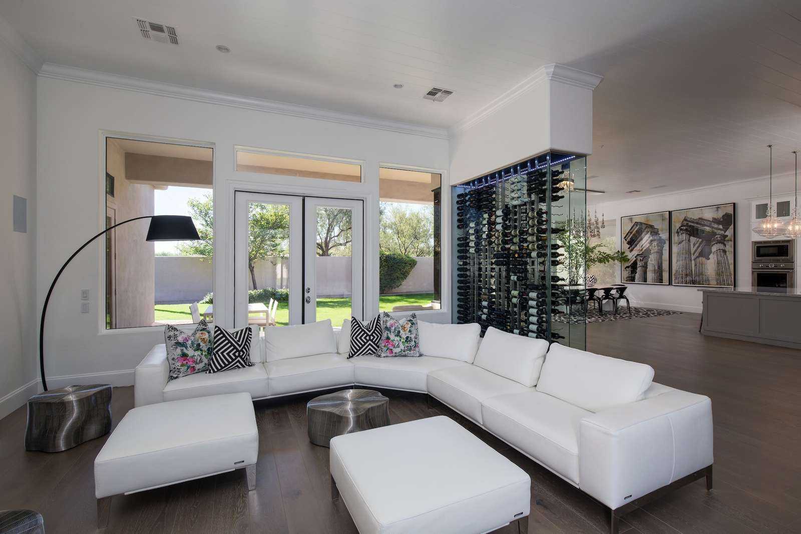 glass wine wall in luxury high end home