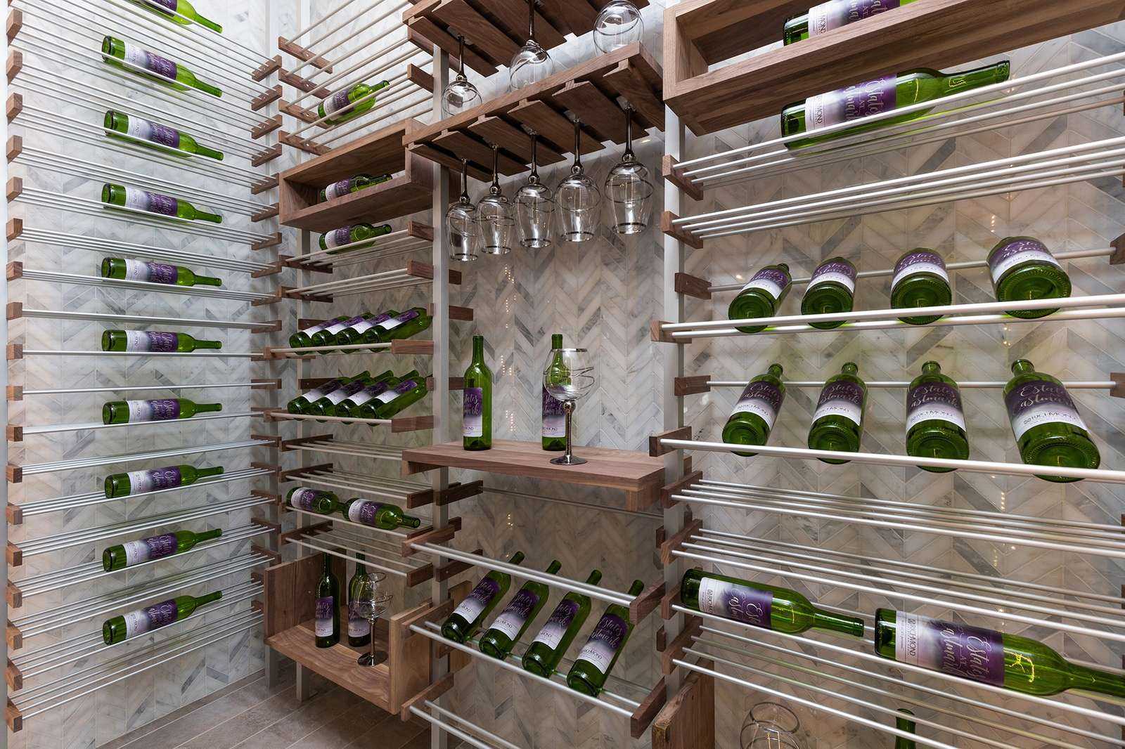 Estates at Eastmark modern metal and wood wine cellar racking