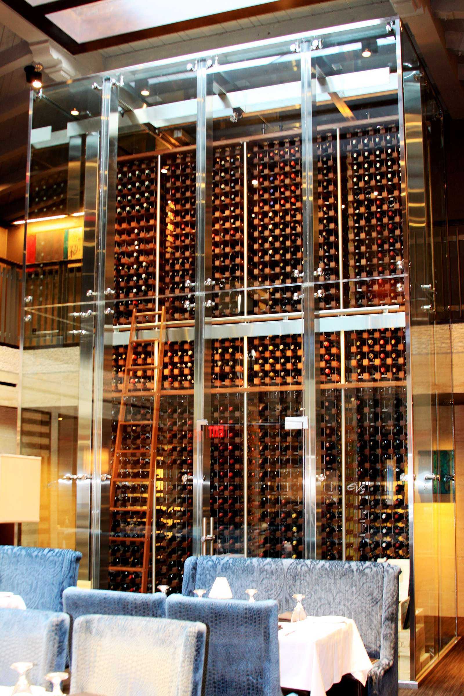 two story commercial glass wine wall