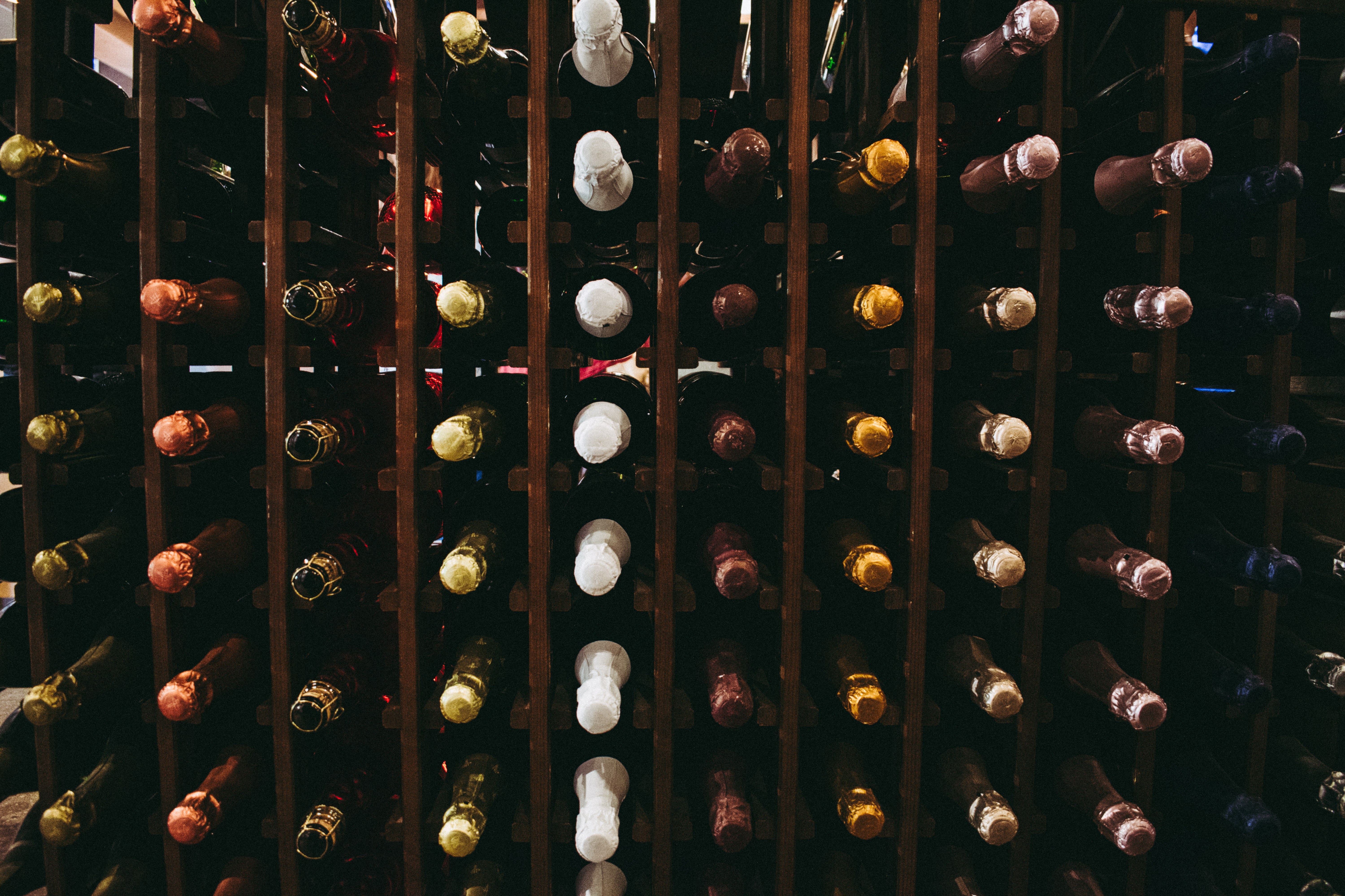 Wine organised in modern wine cellar